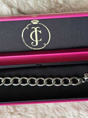Juicy Couture Silver-Tone Curb Link Bracelet with Logo Tag